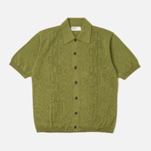 Olive Cotton Lace Knit Jonny Knit Shirt